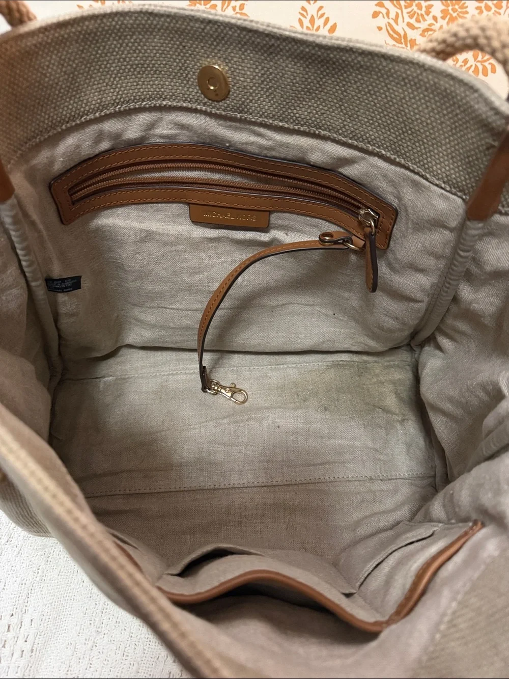 Michael Kors Taupe Rope-Handle Shoulder Bag isla grab bag purse summer!